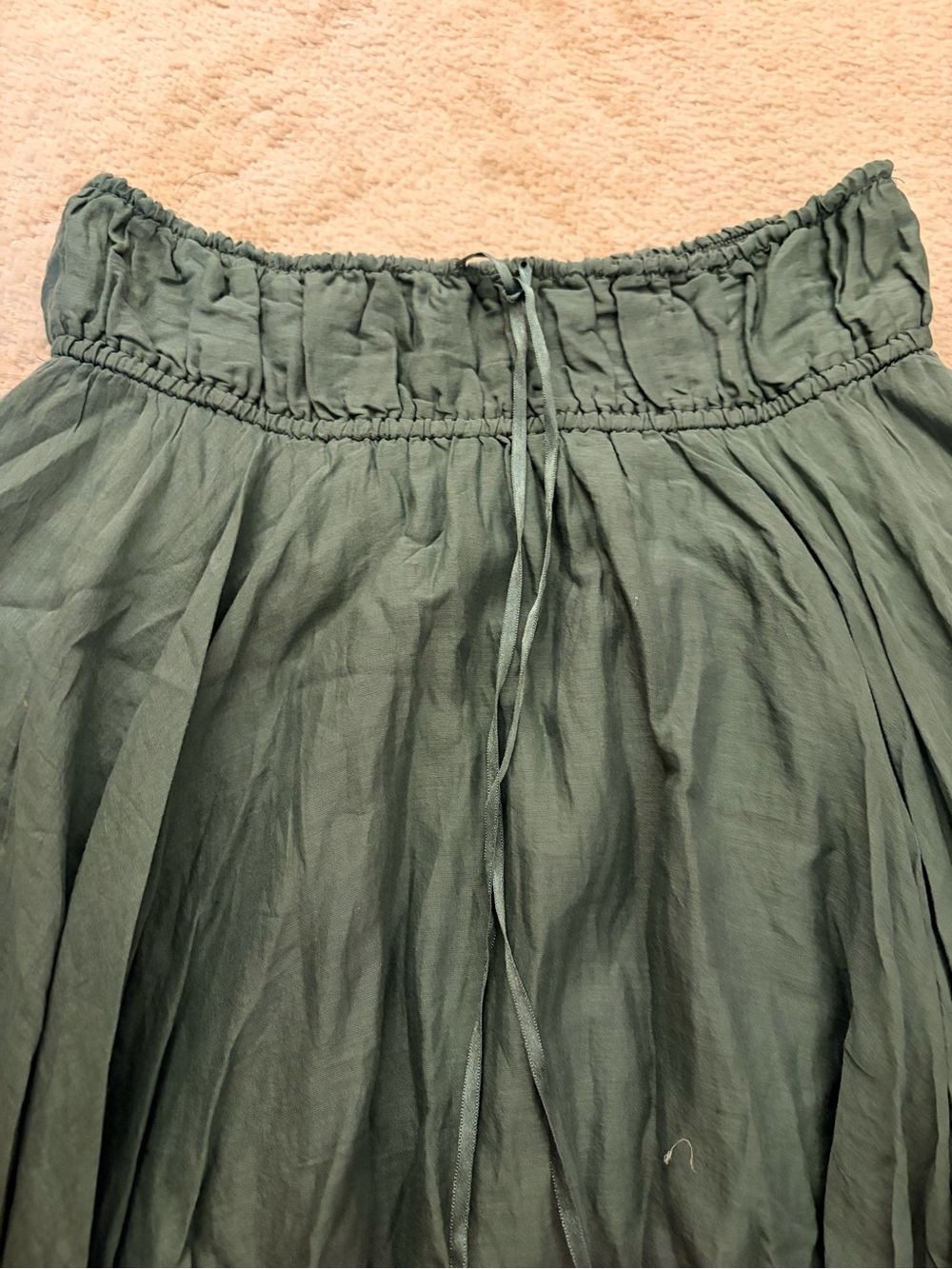NWOT Free People cotton teal/sage asymmetrical garden fairy boho midi skirt M - Picture 4 of 7